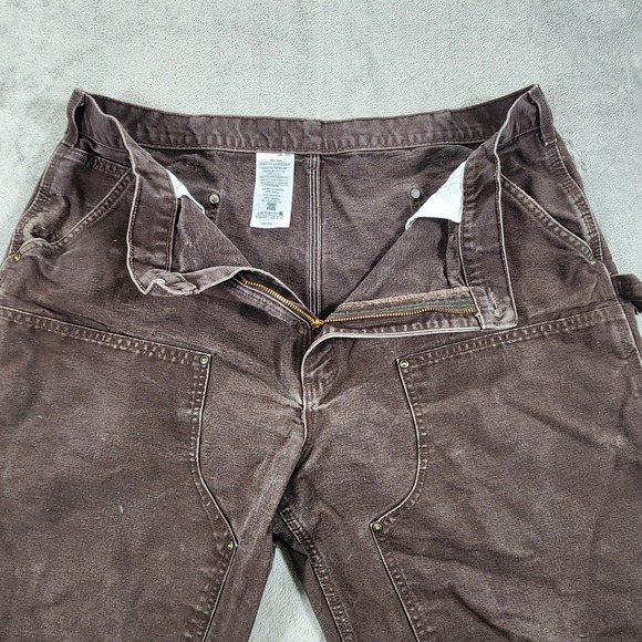 Vintage Carhartt Pants Mens 38x30 Brown B136 Double Knee Loose Fit Carpenter - Picture 9 of 14
